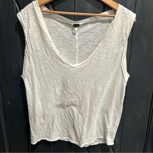 We The Free Women's M+M+ Distressed Tank Top, White, Size medium